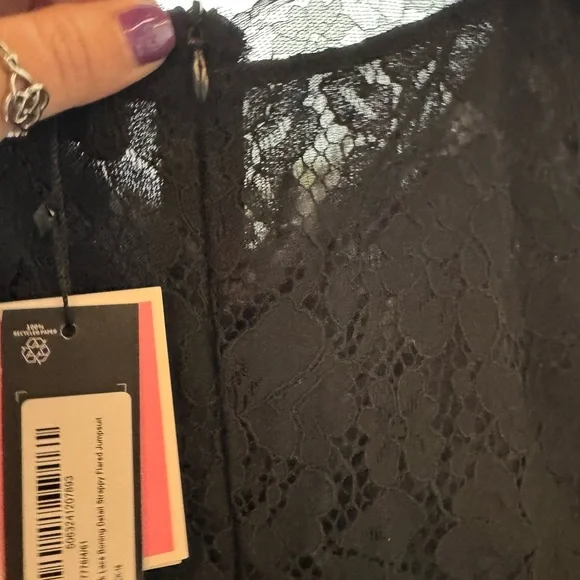 PrettyLittleThing Black Lace Jumpsuit Size 12 - Picture 13 of 14